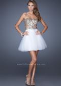 Picture of: Short Prom Dress with a Bedazzled Bodice and Tulle Skirt in White, Style: 19701, Detail Picture 4