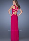 Picture of: Jersey Prom Dress with Pleated Bodice and Sparkling Trim in Pink, Style: 19704, Back Picture