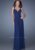 Picture of: Jersey Prom Dress with Pleated Bodice and Sparkling Trim in Blue, Style: 19704, Detail Picture 2