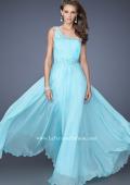 Picture of: One Shoulder Chiffon Long Prom Dress Trimmed with Lace in Blue, Style: 19706, Main Picture