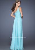 Picture of: One Shoulder Chiffon Long Prom Dress Trimmed with Lace in Blue, Style: 19706, Back Picture