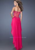 Picture of: High Low Fitted Prom Dress with Lace Applique in Pink, Style: 19707, Back Picture