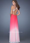 Picture of: Long Ombre Chiffon Prom Dress with Bedazzled Straps in Pink, Style: 19709, Back Picture