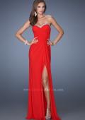 Picture of: Long Jersey Prom Gown with Flattering Ruched Bodice in Red, Style: 19710, Main Picture