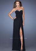 Picture of: Long Jersey Prom Gown with Flattering Ruched Bodice in Black, Style: 19710, Detail Picture 1