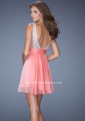 Picture of: Short Prom Dress with Chiffon Skirt and Sequin Bodice in Orange, Style: 19714, Back Picture