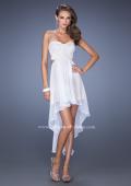 Picture of: Strapless High Low Chiffon Prom Dress with Embellished Lace in White, Style: 19716, Detail Picture 3