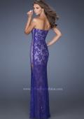 Picture of: Strapless Prom Dress Lace Overlay and an Open Side Slit in Purple, Style: 19717, Back Picture