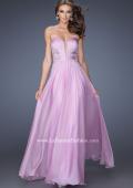 Picture of: Long Chiffon Prom Dress with Ruched Bodice and Jeweled Lace in Purple, Style: 19724, Main Picture