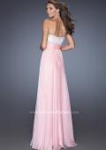 Picture of: Strapless Chiffon Prom Gown with Mixed Beaded Bodice in Pink, Style: 19726, Back Picture