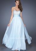 Picture of: Strapless Chiffon Prom Gown with Mixed Beaded Bodice in Blue, Style: 19726, Detail Picture 1