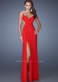 Picture of: Long Jersey Prom Dress with Ruched Bodice and Beading in Red, Style: 19729, Main Picture