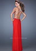 Picture of: Long Jersey Prom Dress with Ruched Bodice and Beading in Red, Style: 19729, Detail Picture 2
