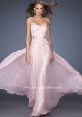 Picture of: Strapless Chiffon Prom Gown with Sheer Corset Lace Bodice in Pink, Style: 19730, Main Picture