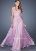 Picture of: Strapless Chiffon Prom Gown with Sheer Corset Lace Bodice in Purple, Style: 19730, Detail Picture 2