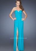 Picture of: Strapless Long Prom Dress with Beaded Trim on the Bodice in Blue, Style: 19731, Detail Picture 1