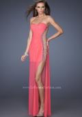 Picture of: Long Fitted Jersey Strapless Gown with a Sheer Side Detail in Pink, Style: 19737, Detail Picture 1