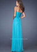Picture of: Strapless Chiffon Long Prom Gown with Bedazzled Trim in Blue, Style: 19739, Back Picture