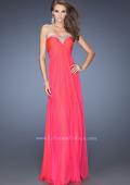 Picture of: Strapless Chiffon Long Prom Gown with Bedazzled Trim in Pink, Style: 19739, Detail Picture 1