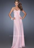 Picture of: Long Strapless Chiffon Prom Dress with Embellished Bodice in Pink, Style: 19740, Detail Picture 1