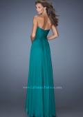 Picture of: Long Chiffon Strapless Prom Gown with a Tiered Skirt in Green, Style: 19741, Back Picture