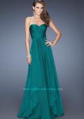 Picture of: Long Chiffon Strapless Prom Gown with a Tiered Skirt in Green, Style: 19741, Detail Picture 1