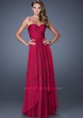 Picture of: Long Chiffon Strapless Prom Gown with a Tiered Skirt in Red, Style: 19741, Detail Picture 2