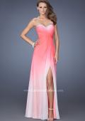 Picture of: Strapless Long Ombre Prom Gown with a Pleated Bodice in Pink, Style: 19742, Main Picture