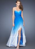 Picture of: Strapless Long Ombre Prom Gown with a Pleated Bodice in Blue, Style: 19742, Detail Picture 1