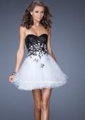 Picture of: Short Strapless Prom Dress with Sequin Bodice and Tulle Skirt in White, Style: 19748, Detail Picture 1