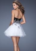 Picture of: Short Strapless Prom Dress with Sequin Bodice and Tulle Skirt in White, Style: 19748, Detail Picture 2