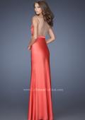 Picture of: Long Satin Prom Gown with a Deep V Neckline in Orange, Style: 19751, Back Picture