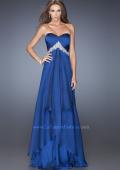 Picture of: Strapless Prom Gown with Pleated Bodice and Tiered Skirt in Blue, Style: 19756, Main Picture