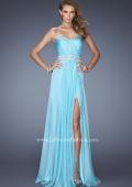 Picture of: Sweetheart Strapless Chiffon Prom Gown with Beaded Belt in Blue, Style: 19760, Main Picture