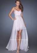 Picture of: High Low Strapless Chiffon Prom Dress with Beaded Details in Pink, Style: 19762, Main Picture