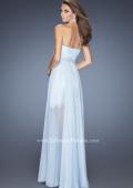 Picture of: High Low Strapless Chiffon Prom Dress with Beaded Details in Blue, Style: 19762, Back Picture