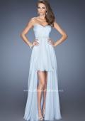 Picture of: High Low Strapless Chiffon Prom Dress with Beaded Details in Blue, Style: 19762, Detail Picture 2