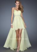 Picture of: High Low Strapless Chiffon Prom Dress with Beaded Details in Yellow, Style: 19762, Detail Picture 3