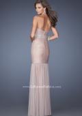 Picture of: Strapless Long Fitted Pleated Prom Dress with Sheer Skirt in Nude, Style: 19764, Back Picture