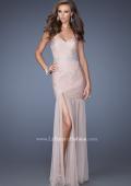 Picture of: Strapless Long Fitted Pleated Prom Dress with Sheer Skirt in Nude, Style: 19764, Detail Picture 2