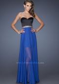Picture of: Strapless Prom Dress with Attached Long Chiffon Overlay in Blue, Style: 19766, Main Picture