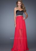 Picture of: Strapless Prom Dress with Attached Long Chiffon Overlay in Pink, Style: 19766, Detail Picture 1