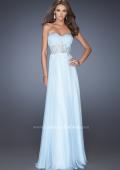 Picture of: Long Strapless Chiffon Prom Gown with Beaded Details in Blue, Style: 19767, Detail Picture 1