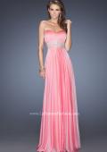 Picture of: Long Strapless Chiffon Prom Gown with Beaded Details in Pink, Style: 19767, Detail Picture 2