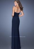 Picture of: Long Fitted Strapless Prom Dress with Sheer Side Panel in Blue, Style: 19786, Back Picture