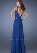 Picture of: Long Chiffon Prom Gown with Beaded Lace Bodice in Blue, Style: 19792, Back Picture