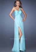 Picture of: Long Chiffon Prom Dress with a Lace One Shoulder Strap in Blue, Style: 19793, Main Picture