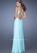 Picture of: Long Chiffon Prom Dress with a Lace One Shoulder Strap in Blue, Style: 19793, Back Picture