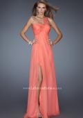 Picture of: Long Chiffon Prom Dress with a Lace One Shoulder Strap in Orange, Style: 19793, Detail Picture 1