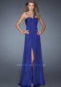 Picture of: Long Chiffon Prom Dress with a Lace One Shoulder Strap in Blue, Style: 19793, Detail Picture 2